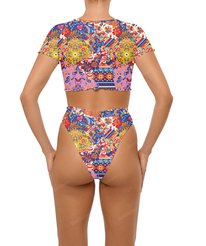 BSWS-T101 V-neck Cropped Tankini