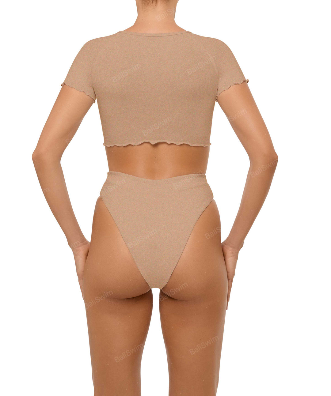 BSWS-T101 Lettuce Edge U-neck Cropped Tankini