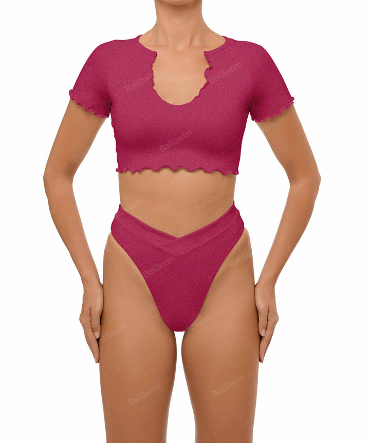 BSWS-T101 V-neck Cropped Tankini