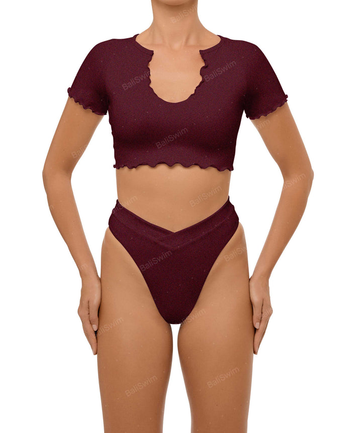 BSWS-T101 V-neck Cropped Tankini