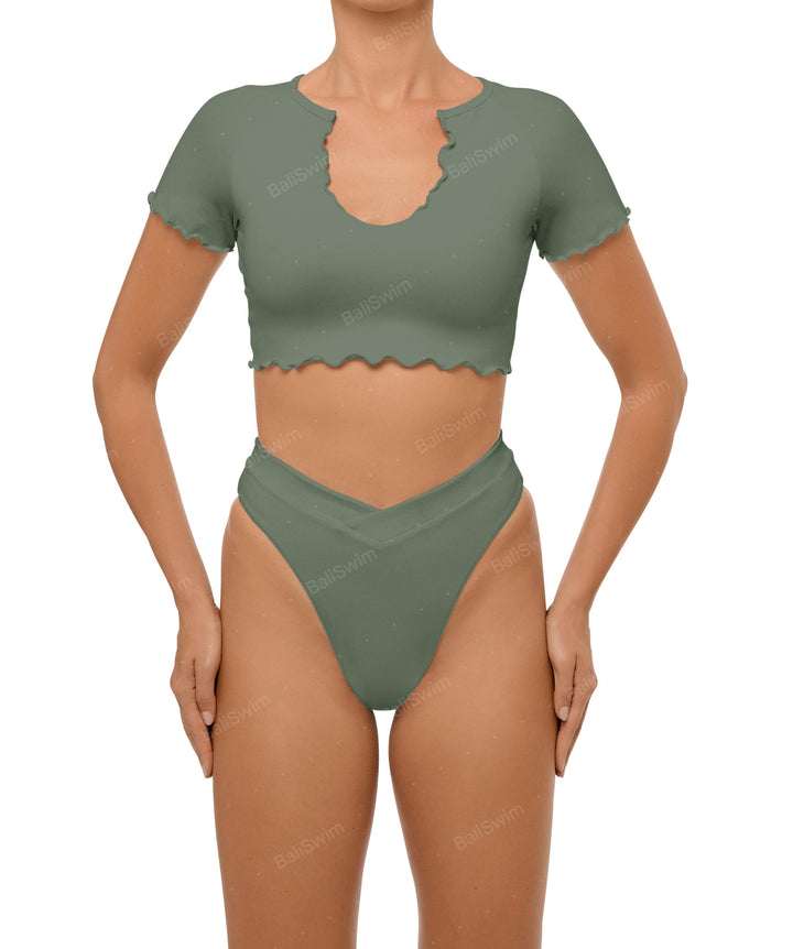 BSWS-T101 V-neck Cropped Tankini