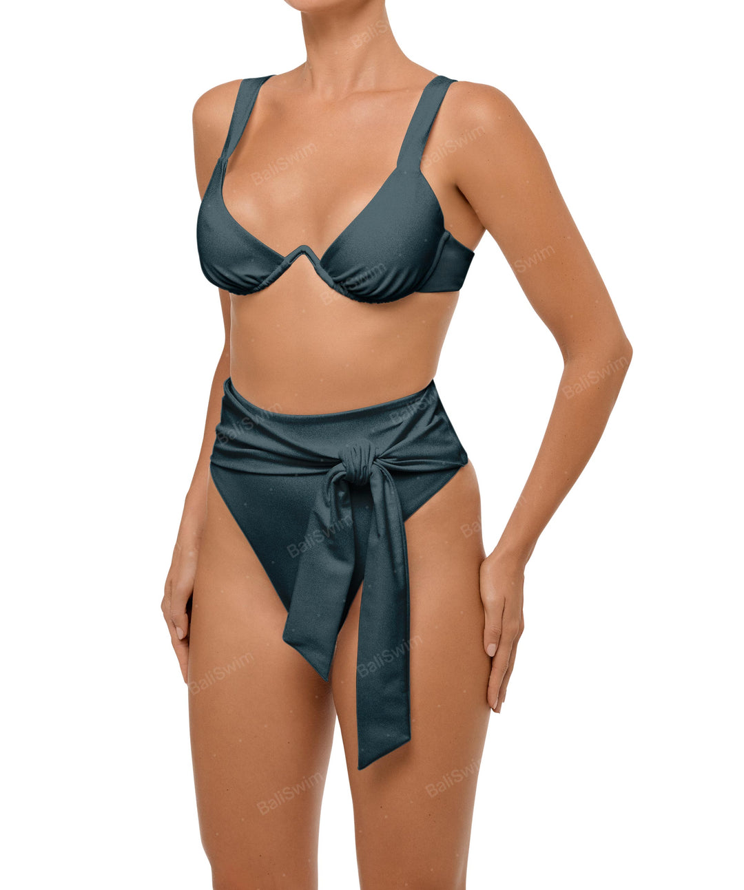 BSWS-B106 Waist Tie High Rise Bikini Bottom