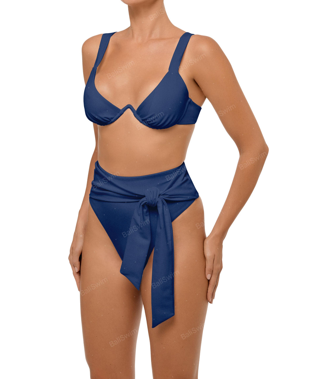 BSWS-B106 Waist Tie High Rise Bikini Bottom