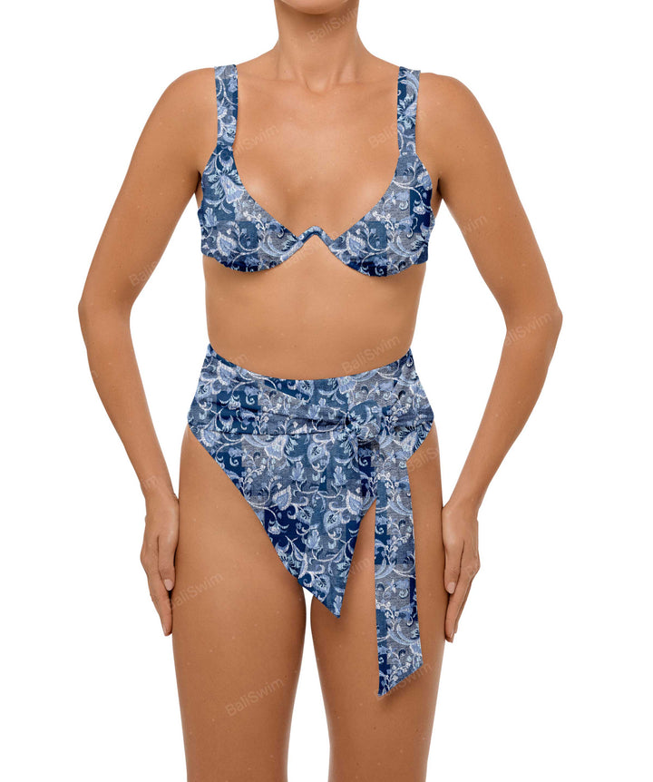 BSWS-B106 Waist Tie High Rise Bikini Bottom