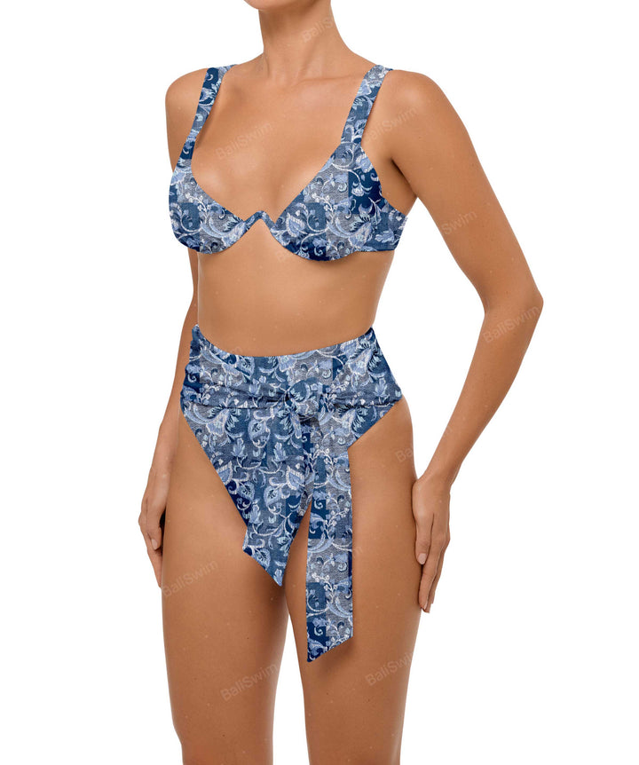 BSWS-B106 Waist Tie High Rise Bikini Bottom