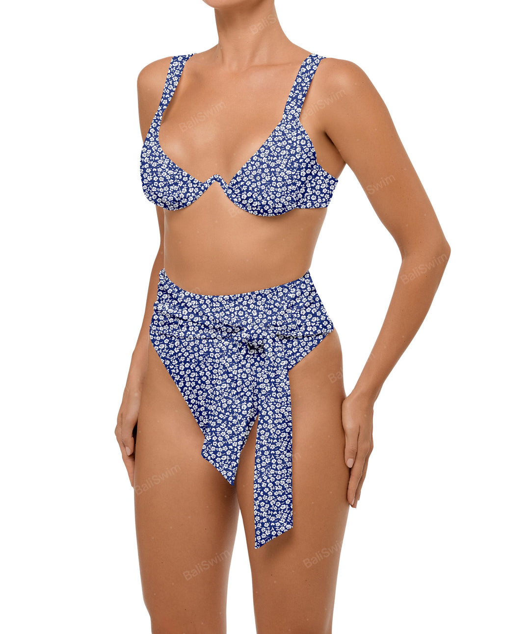 BSWS-B106 Waist Tie High Rise Bikini Bottom