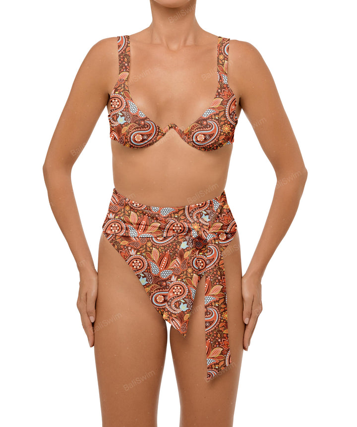 BSWS-B106 Waist Tie High Rise Bikini Bottom