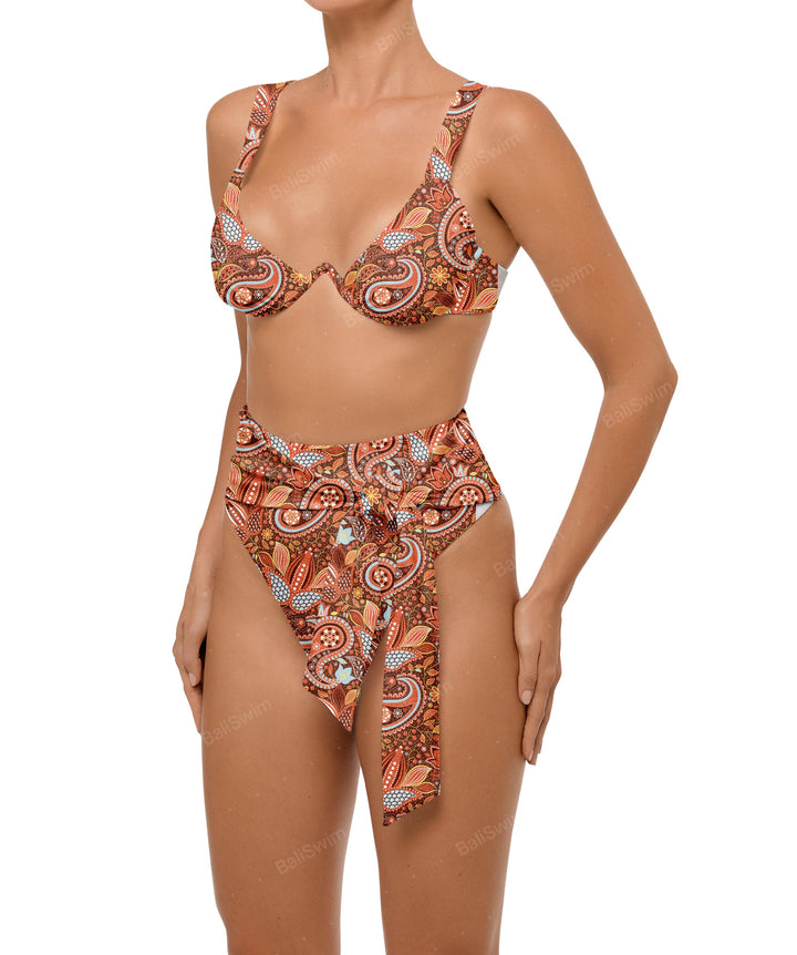 BSWS-B106 Waist Tie High Rise Bikini Bottom