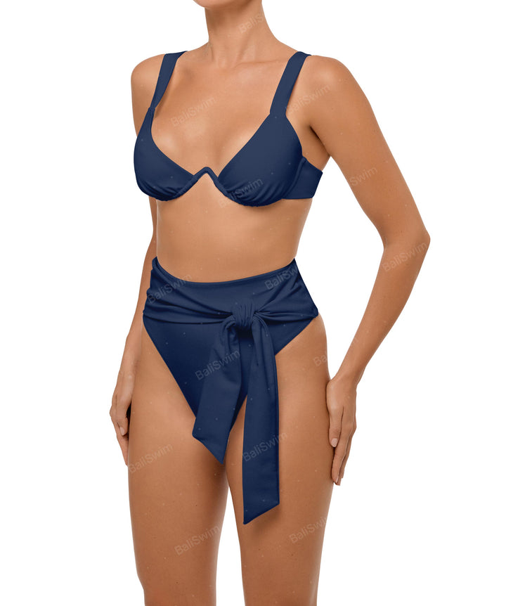 BSWS-B106 Waist Tie High Rise Bikini Bottom