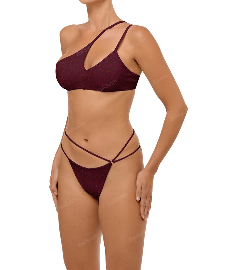 BSWS-T111 Asymmetric Double Straps Bikini Top