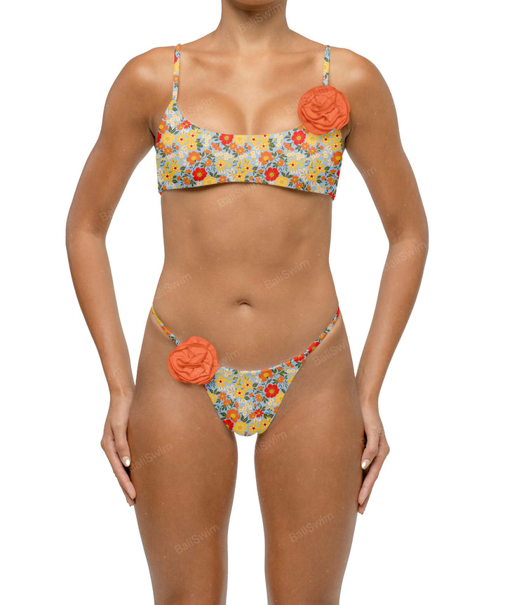 BSWS-T116 Corsage Curved Neckline Bikini Top