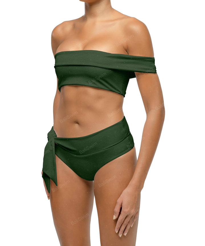 BSWS-T125 Asymetrical Off the Shoulder Bikini Top