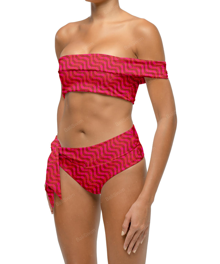 BSWS-T125 Asymetrical Off the Shoulder Bikini Top