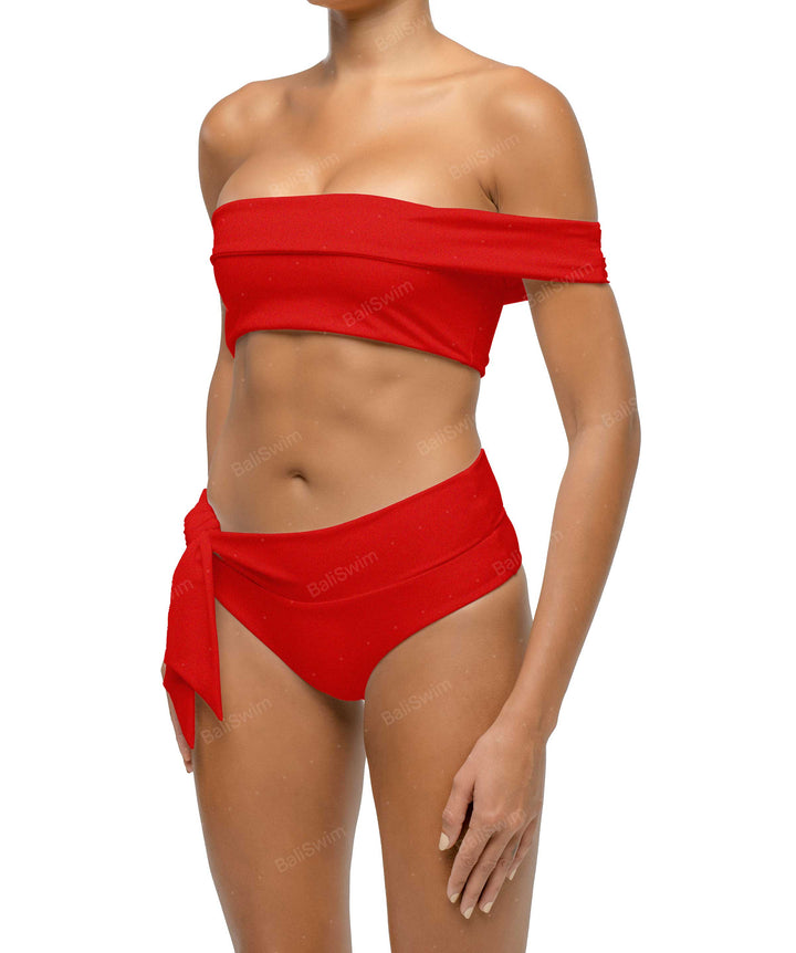 BSWS-T125 Asymetrical Off the Shoulder Bikini Top