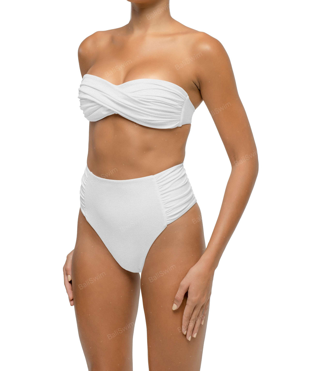 BSWS-B127 Ruched High Waist Bikini Bottom