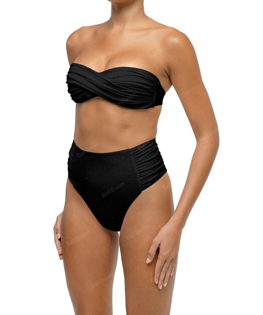 BSWS-B127 Ruched High Waist Bikini Bottom