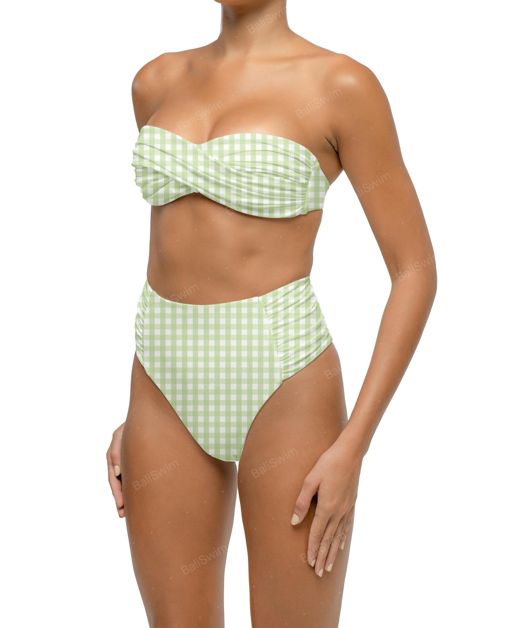 BSWS-B127 Ruched High Waist Bikini Bottom