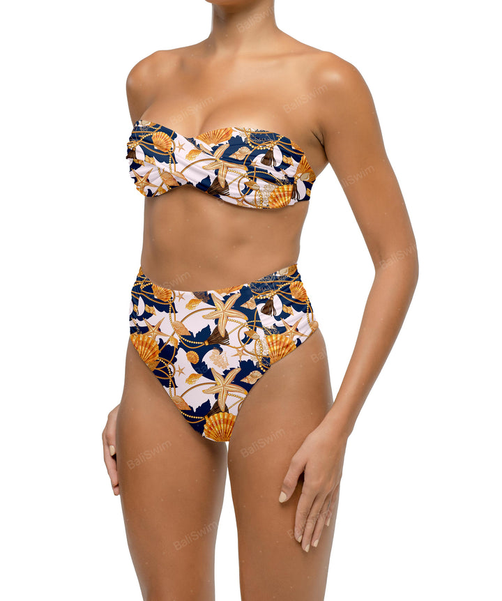 BSWS-B127 Ruched High Waist Bikini Bottom