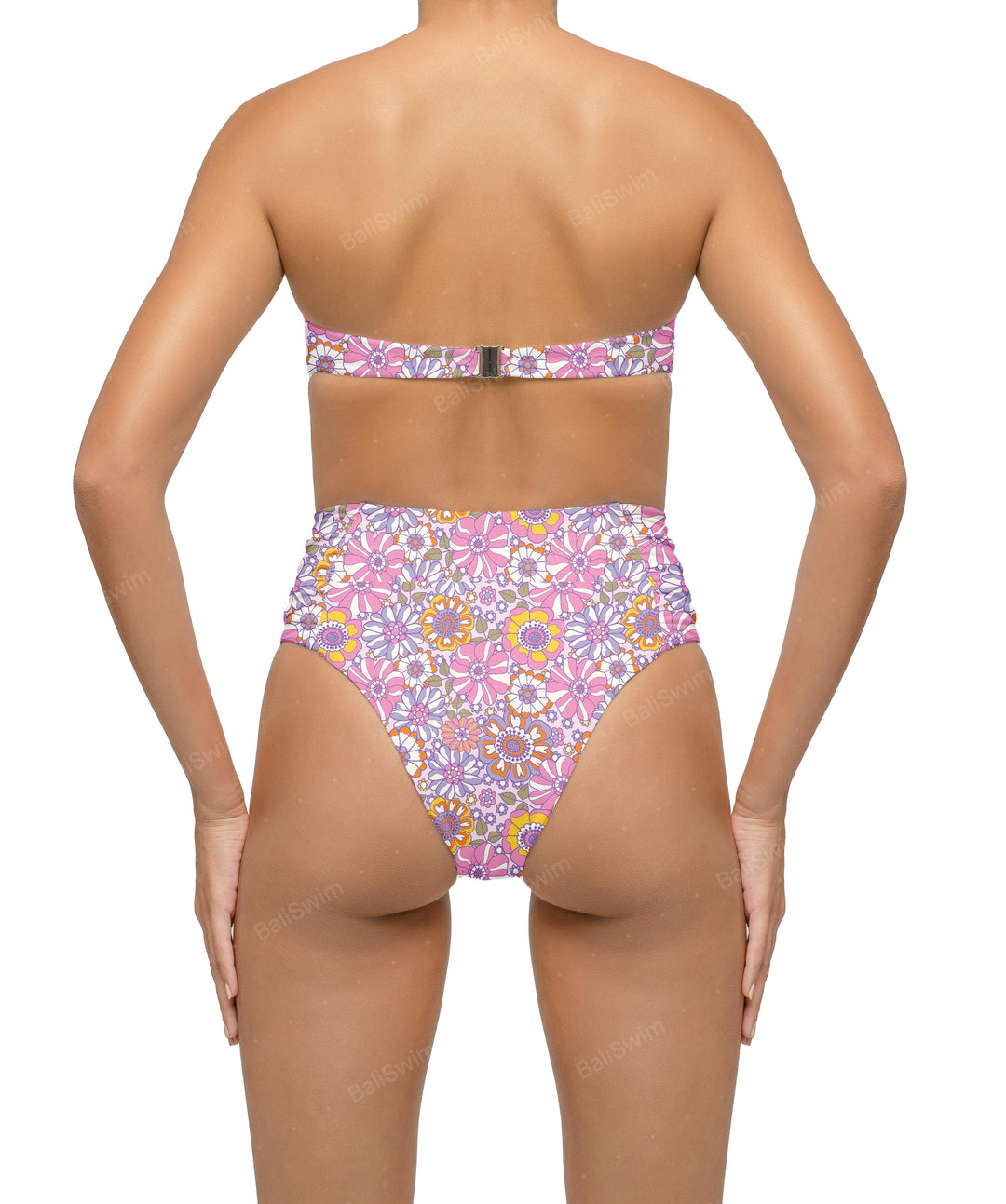BSWS-B127 Ruched High Waist Bikini Bottom