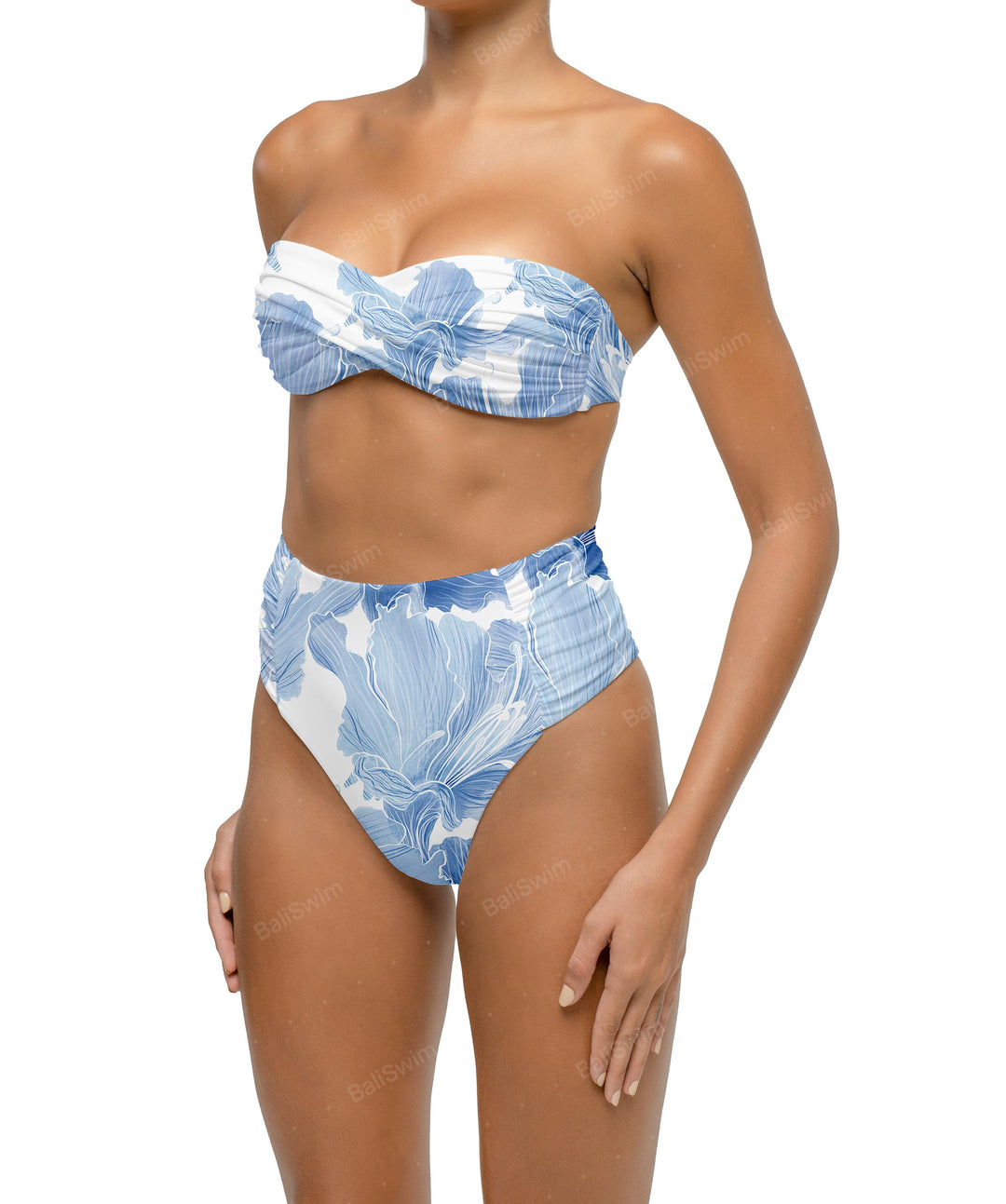BSWS-B127 Ruched High Waist Bikini Bottom