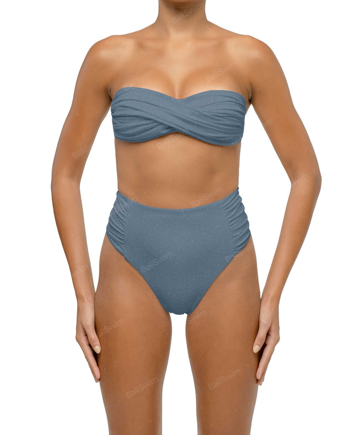 BSWS-B127 Ruched High Waist Bikini Bottom