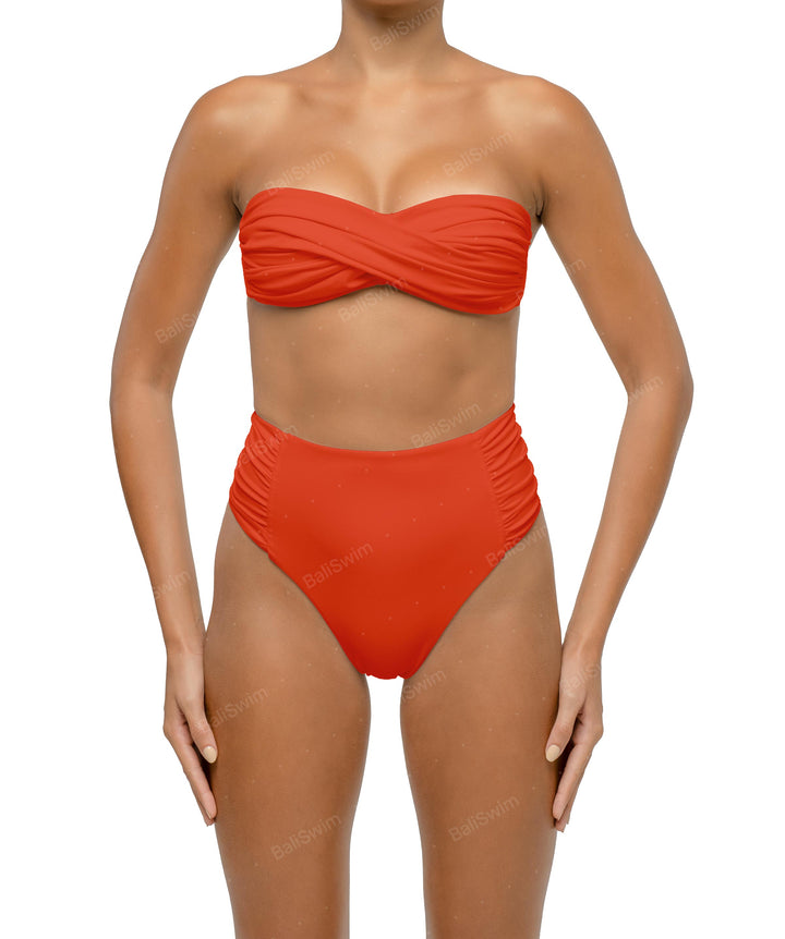 BSWS-B127 Ruched High Waist Bikini Bottom