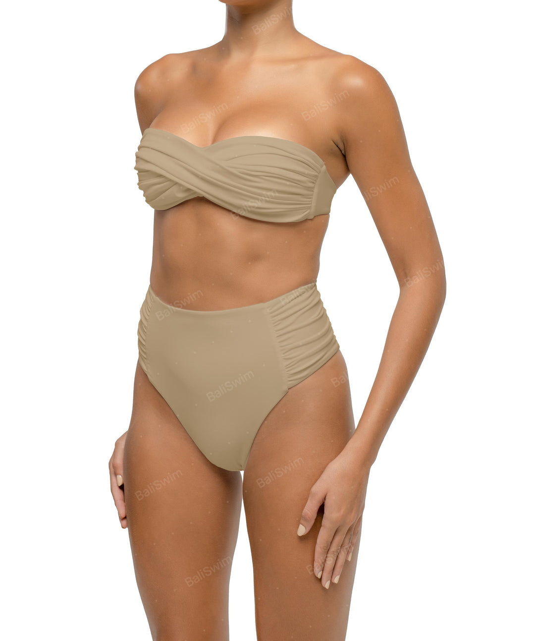 BSWS-B127 Ruched High Waist Bikini Bottom