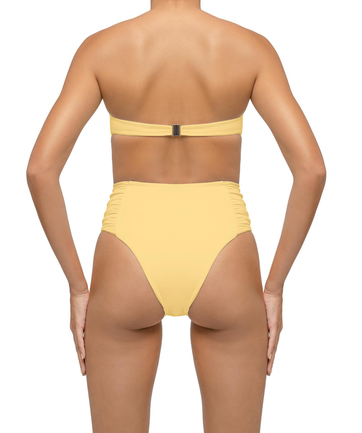 BSWS-B127 Side Shirred Paneled High Waisted Bikini Bottom