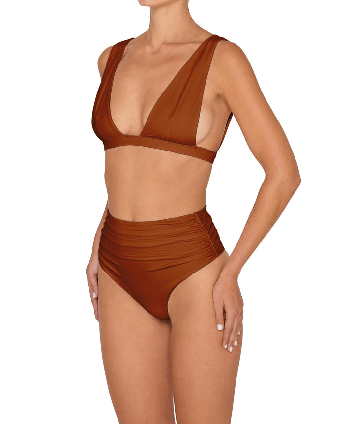 BSWS-B150 Side Shirred High Waisted Bikini Bottom