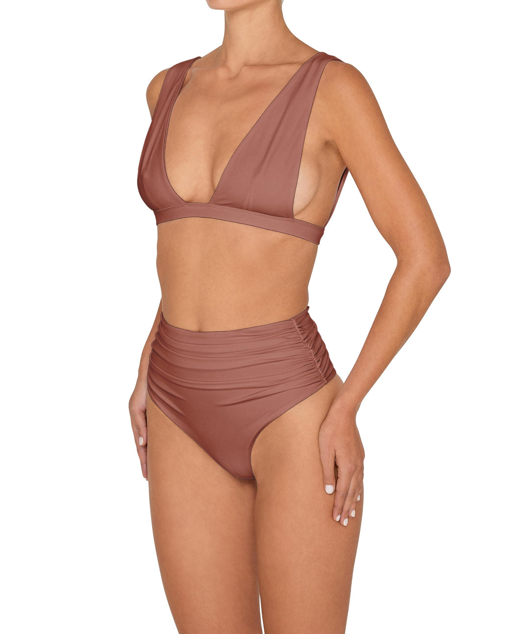 BSWS-B150 Side Shirred High Waisted Bikini Bottom