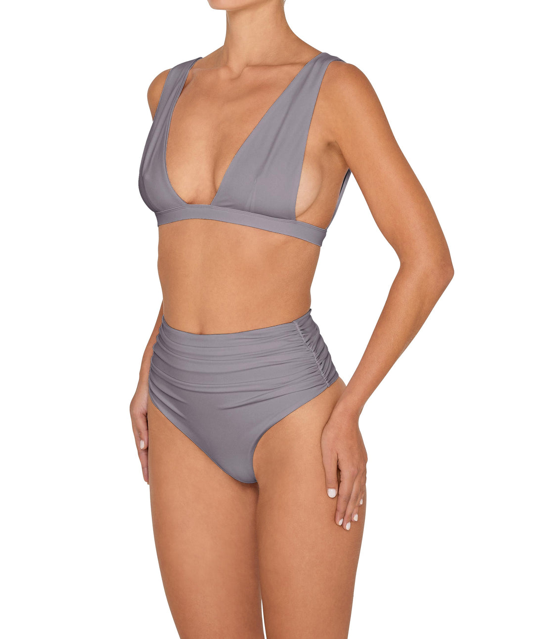 BSWS-B150 Side Shirred High Waisted Bikini Bottom