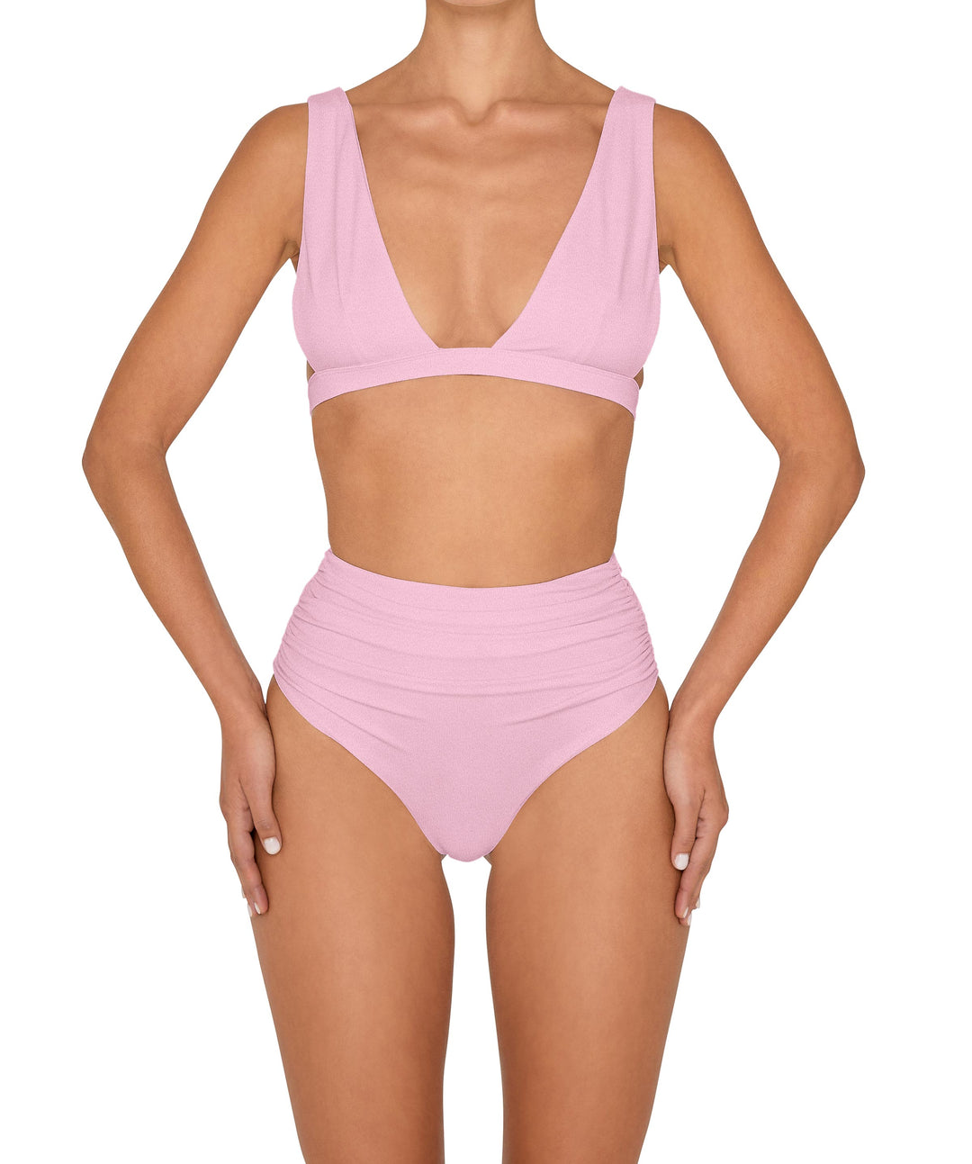 BSWS-B150 Side Shirred High Waisted Bikini Bottom