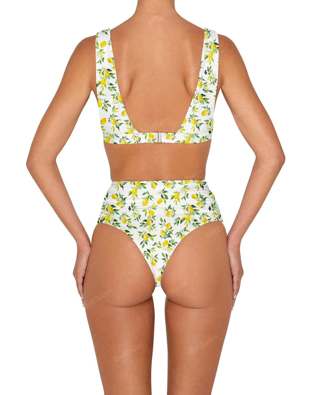 BSWS-B150 Side Shirred High Waisted Bikini Bottom