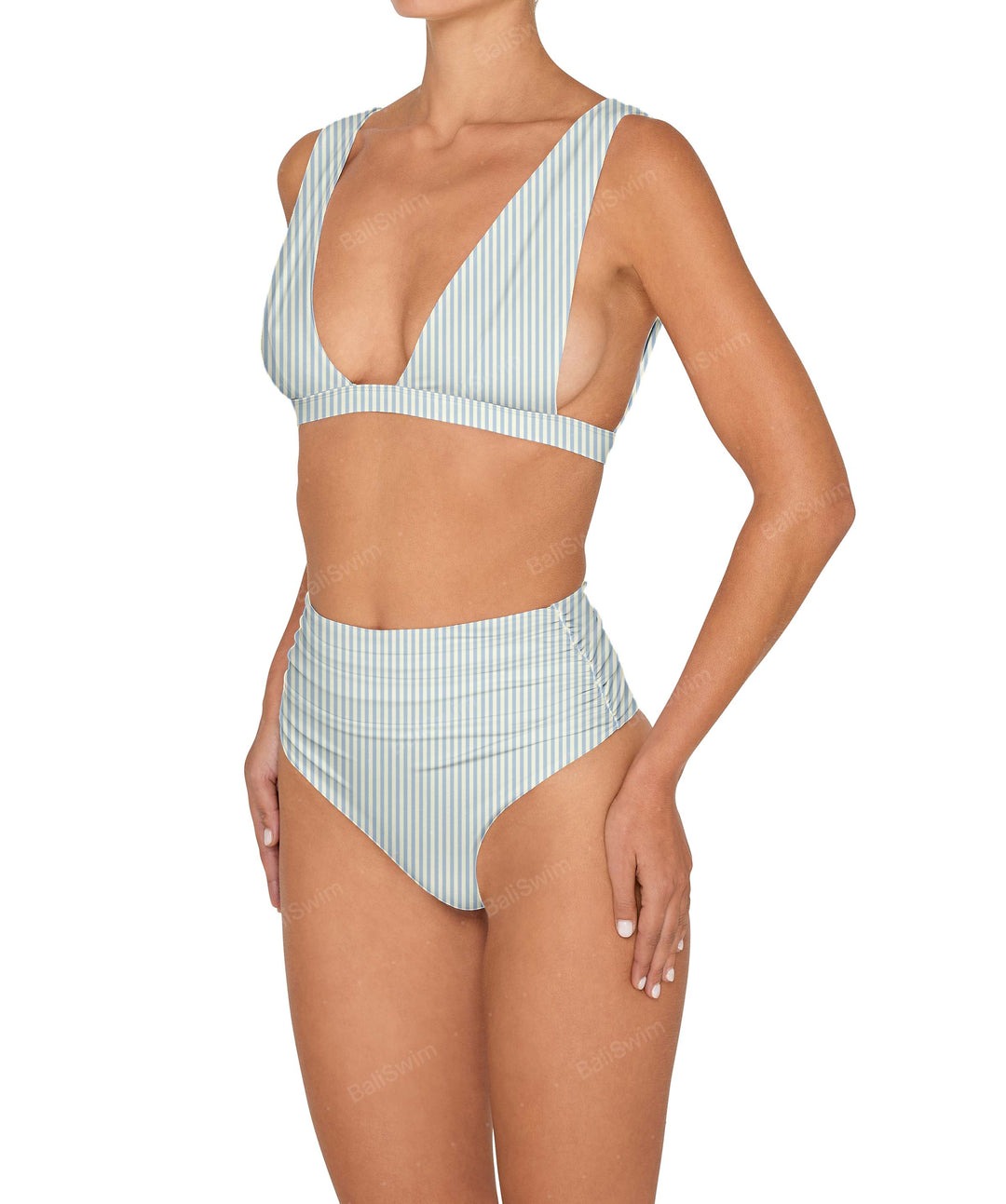BSWS-B150 Side Shirred High Waisted Bikini Bottom