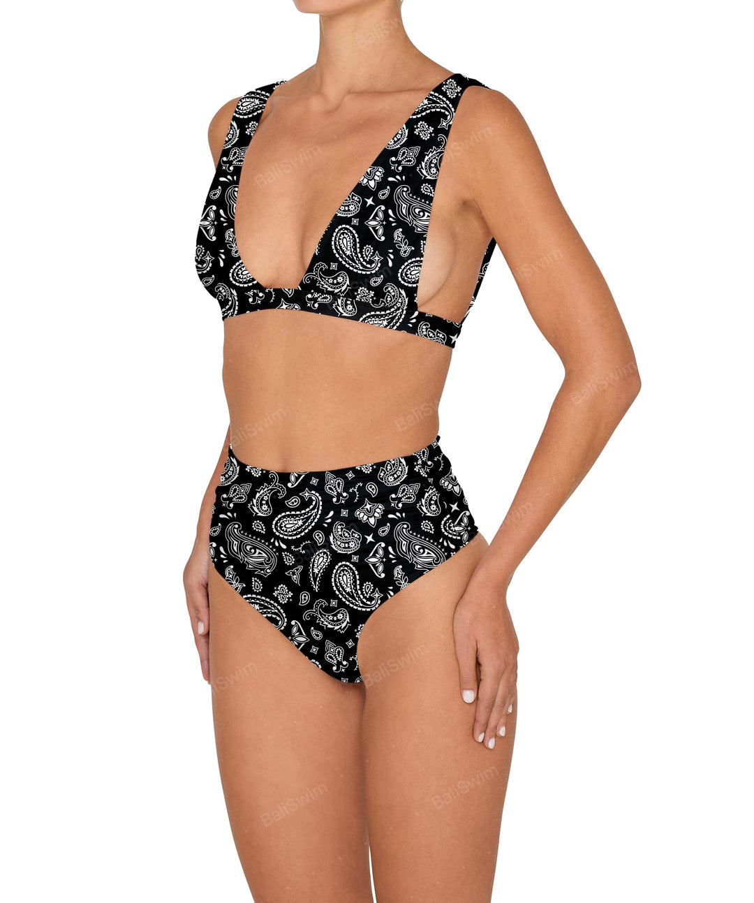 BSWS-B150 Side Shirred High Waisted Bikini Bottom