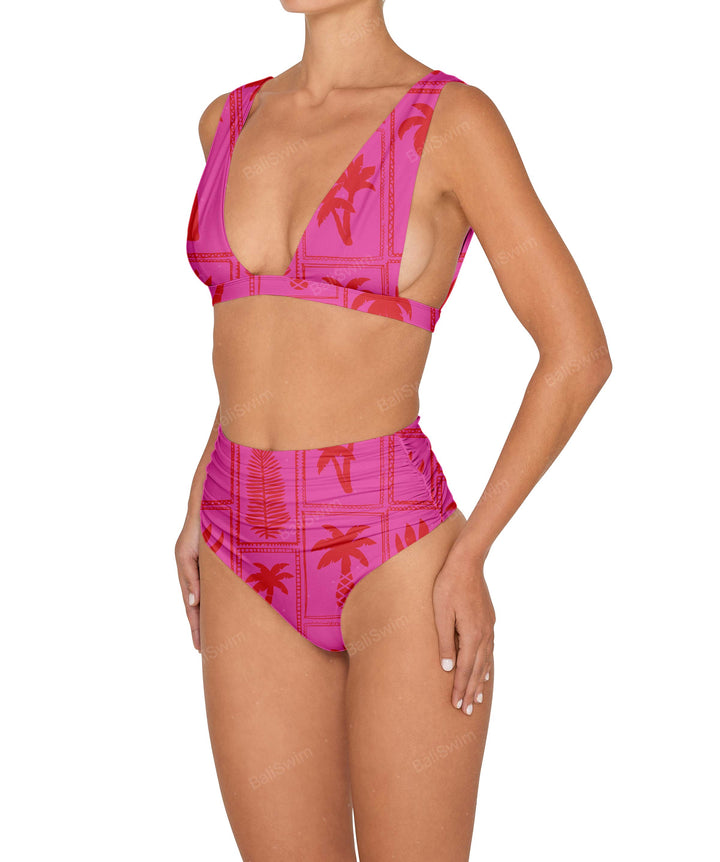 BSWS-B150 Side Shirred High Waisted Bikini Bottom