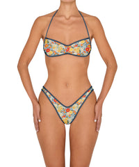 BSWS-T155 Side Tunnel Shirred Bandeau Binded Bikini Top