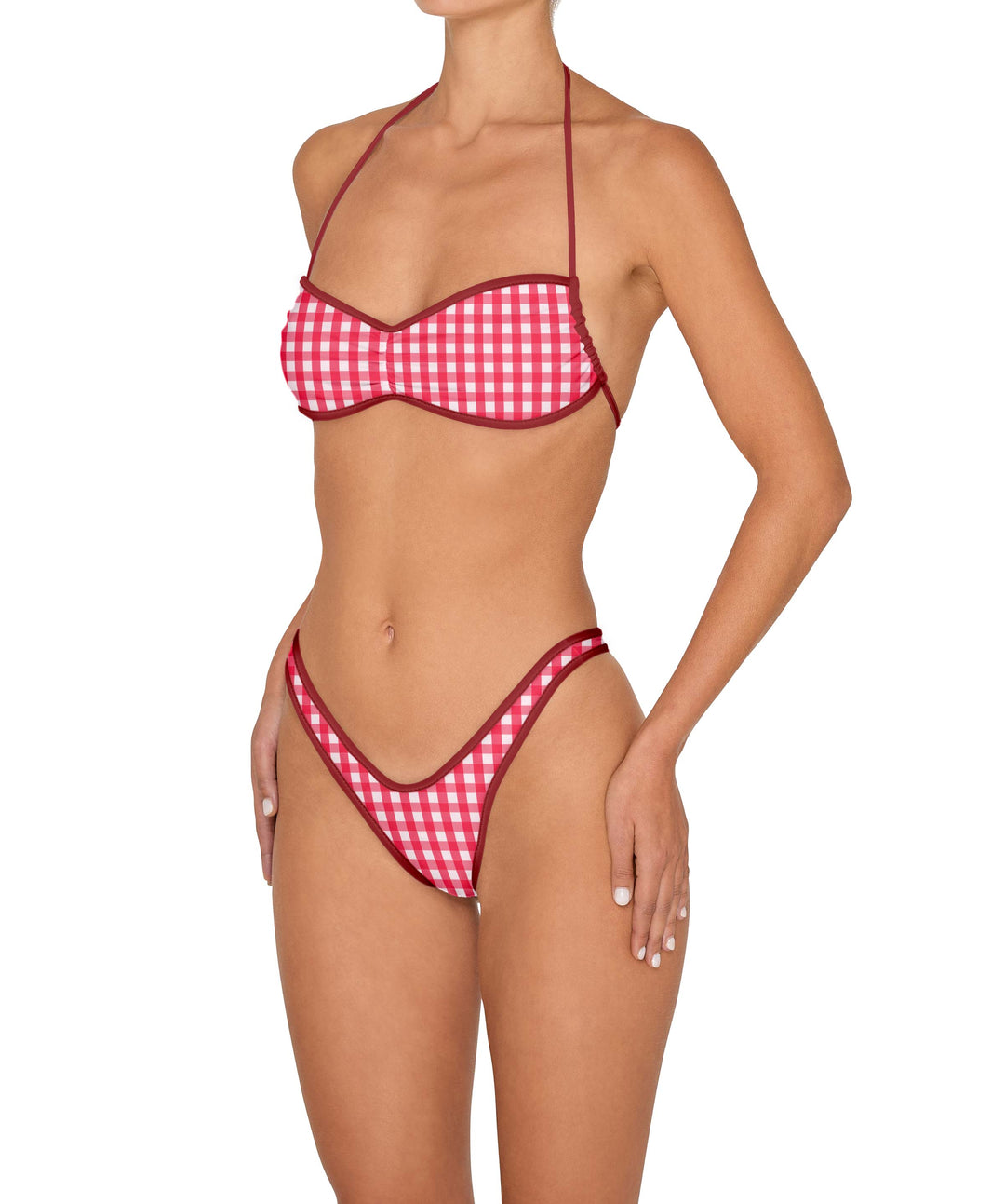 BSWS-T155 Side Tunnel Shirred Bandeau Binded Bikini Top