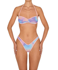 BSWS-T155 Side Tunnel Shirred Bandeau Binded Bikini Top