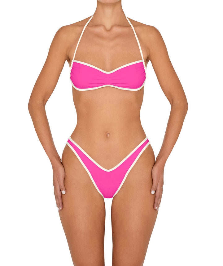 BSWS-T155 Side Tunnel Shirred Bandeau Binded Bikini Top