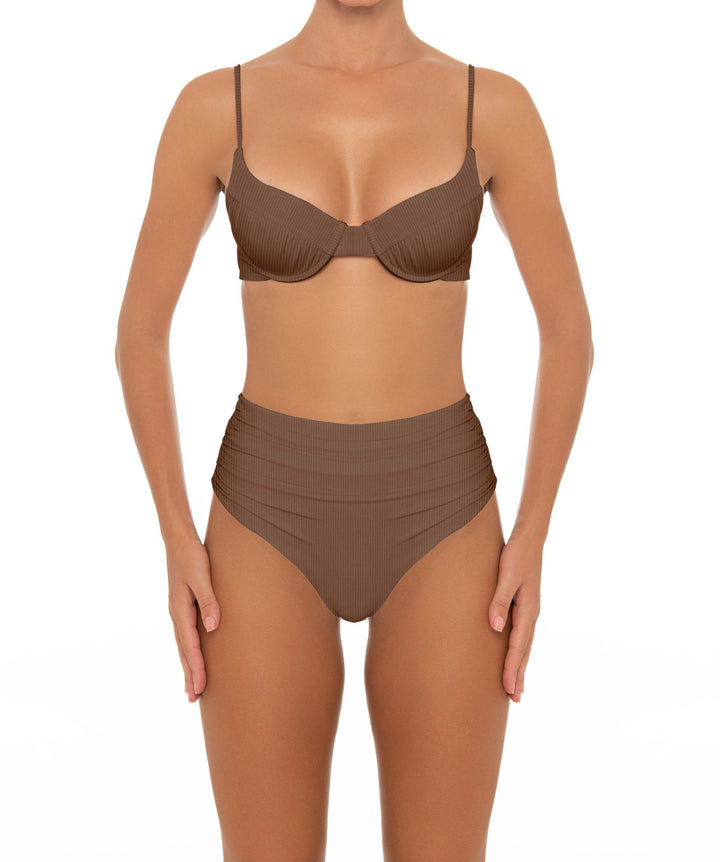 BSWS-B164 Side Shirred Highwaisted Bikini Bottom