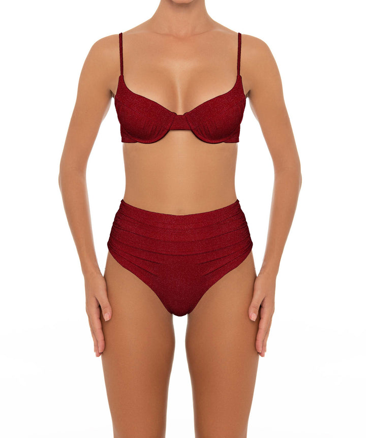 BSWS-B164 Side Shirred Highwaisted Bikini Bottom