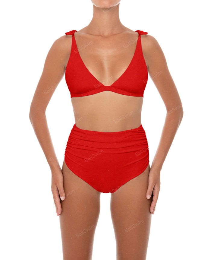 BSWS-B31 Gathered High Rise Bikini Bottom