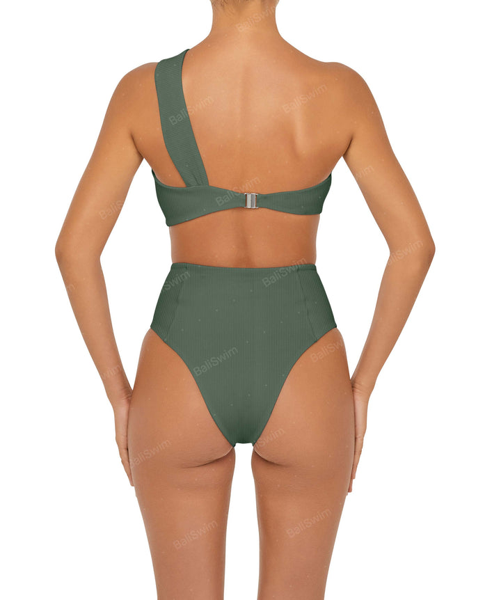 BSWS-T92 Ruched One Shoulder Bikini Top