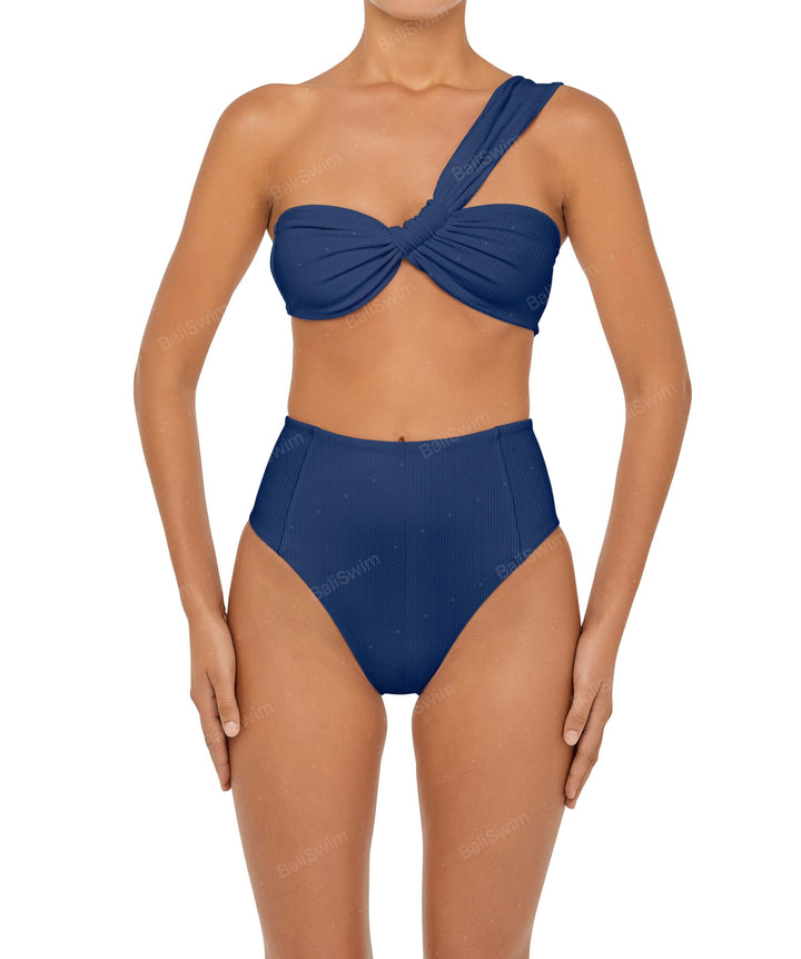 BSWS-T92 Ruched One Shoulder Bikini Top