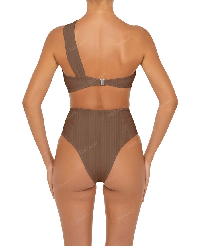BSWS-T92 Ruched One Shoulder Bikini Top