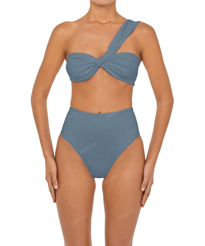 BSWS-T92 Ruched One Shoulder Bikini Top