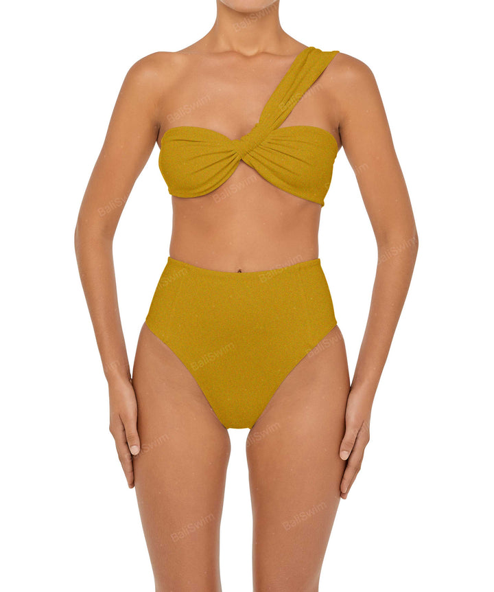 BSWS-T92 Ruched One Shoulder Bikini Top