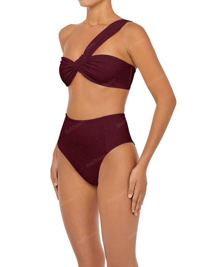BSWS-T92 Ruched One Shoulder Bikini Top