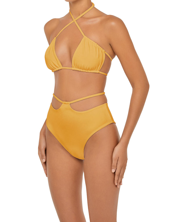 BSWS-B93 High Waisted Strap Cutout Bikini Bottom
